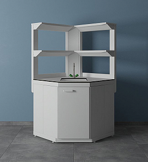 Стол-мойка СМС-Д (угловой) с двумя полками